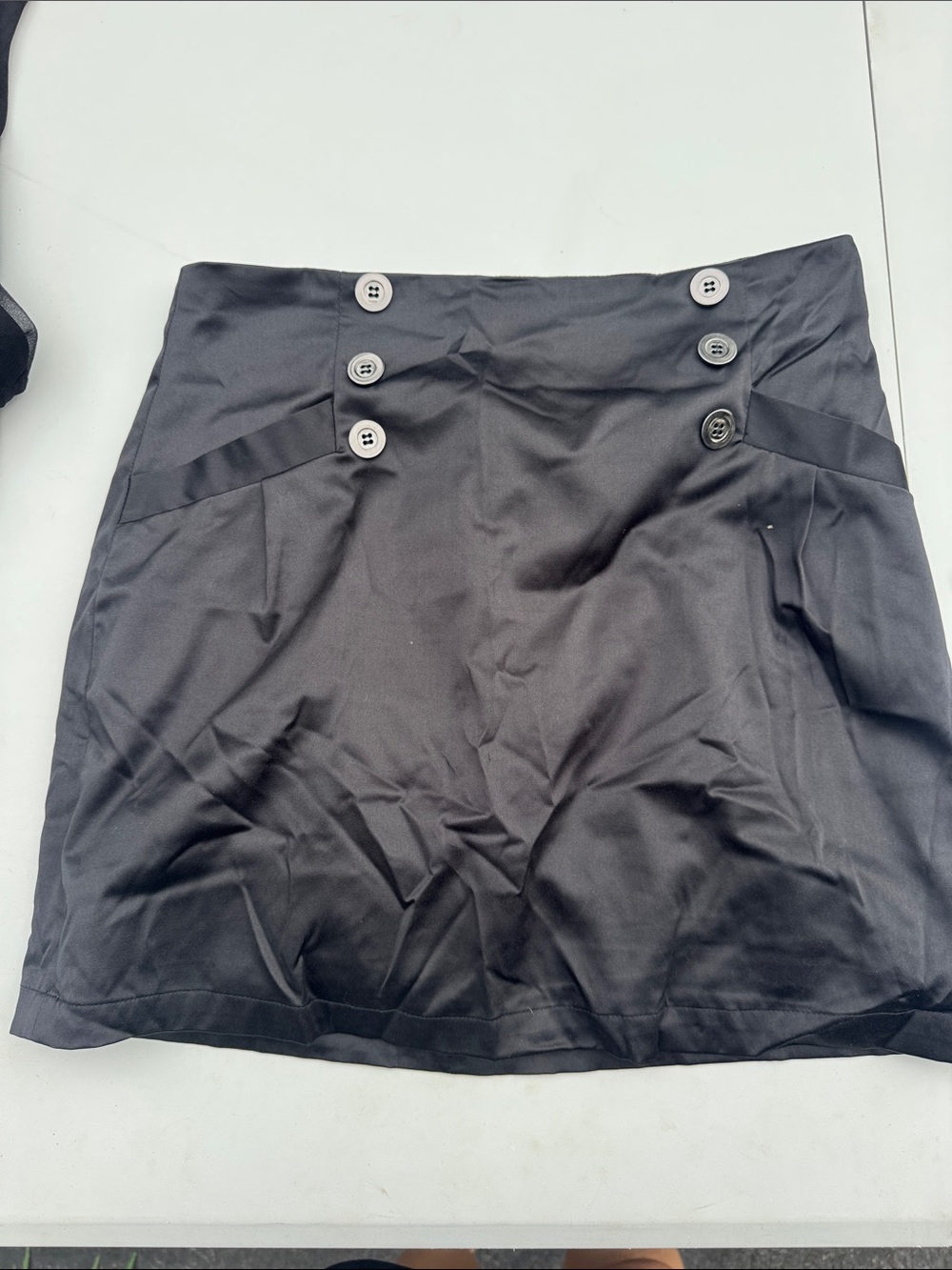 Black High-Waist Button Detail Skirt